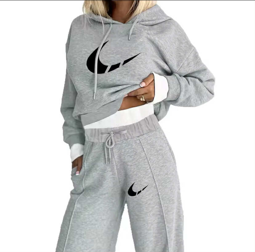 New Arrival Women's Hoodie Patchwork Casual Set Two Pieces