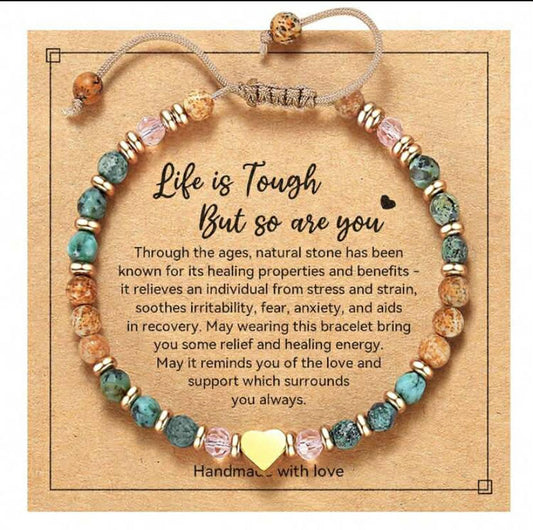 Inspirational Women's Birthday Gift - Healing Natural Stone Bracelet, Missing You, Wishing You A Speedy Recovery, Gift For Friends And Sisters