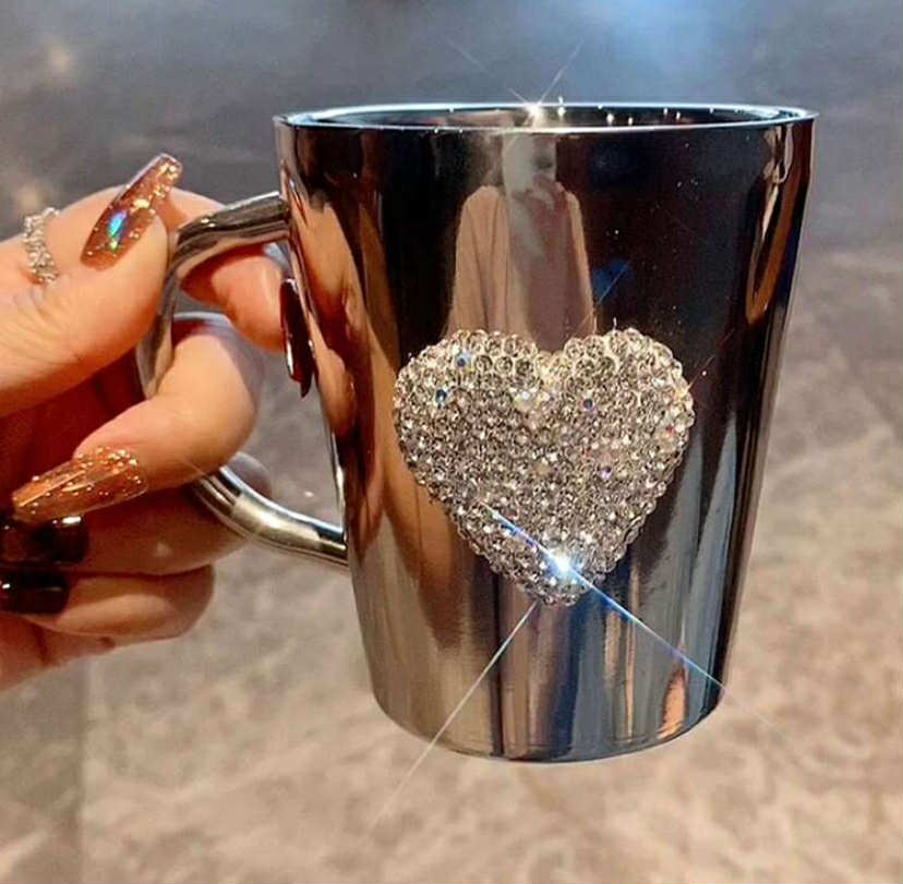 Silver heart mug