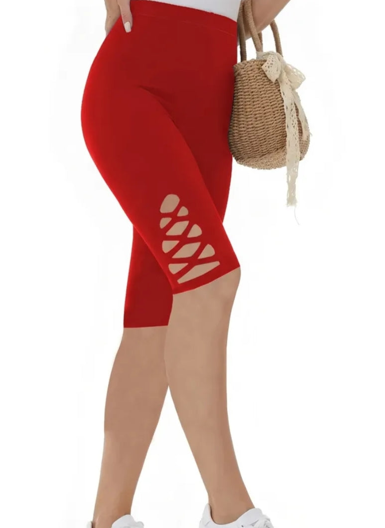Plus Size, Women's Fashion Mesh Hollow-Out Casual Tight-Fitting Leggings