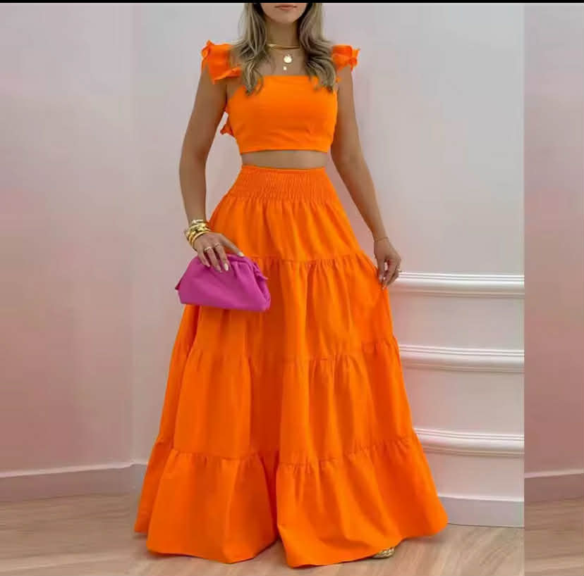 Spring Summer New Comfortable and Versatile Simple Mid Waist Sexy Strap Skirt