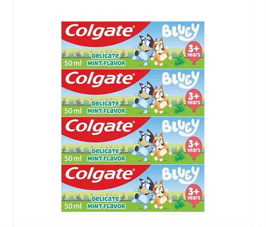 Colgate Kids Bluey Mint-Flavoured Fluoride Toothpaste 3+ Years 50ml x 4 – Gentle Toothpaste for Kids – Contains Dentist-Recommended Level of Fluoride – Maximum Cavity Protection – 4X Stronger Enamel*
