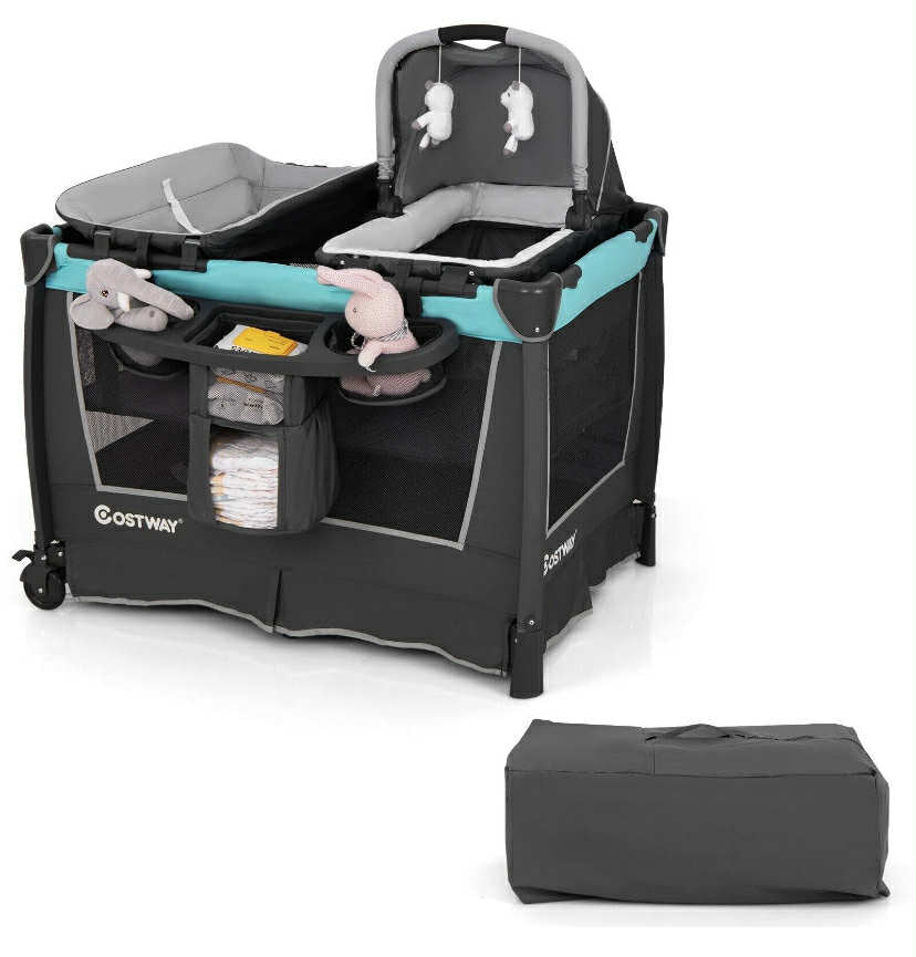 Costway 5-in-1 Toddlers Portable Travel Cot Baby Playard Convertible Playpen