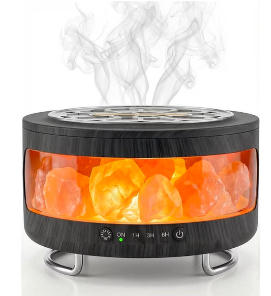 4-in-1 Ultrasonic Essential Oil Diffuser & Himalayan Salt Lamp, Humidifier & 7-Color Night Light,Timer,Ultra-Quiet Operation and Auto Shut-Off for Bedroom,Office,Yoga Studio Relaxation, Light