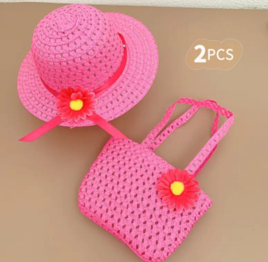 Two ' Additions Featuring Colorful And Cute Woven Flower Hats And Bags