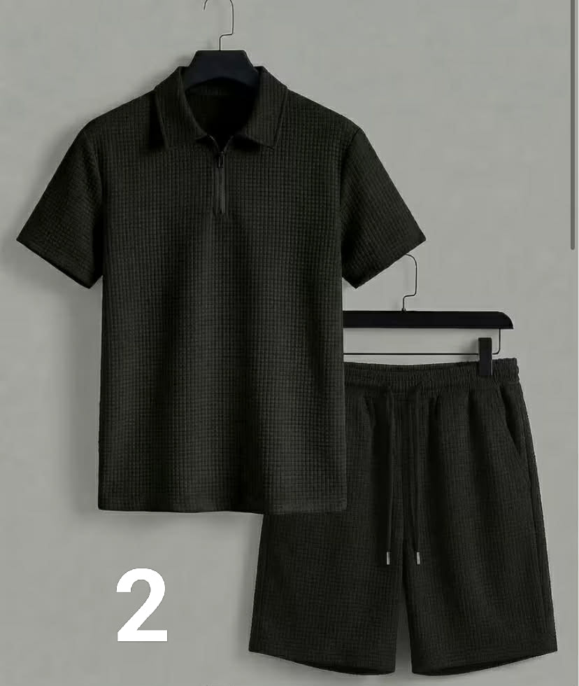 Men'S Stylish Solid Color Outfit Featuring a Summer Polo Shirt with a Collar And Casual Shorts, Perfect for Sports And Versatile Wear