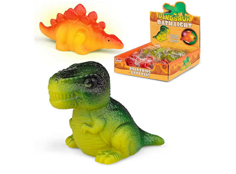 Tobar Dinosaur Light-up Bath Toy T-Rex and Stegosaurus - 1 Design Sent at Random