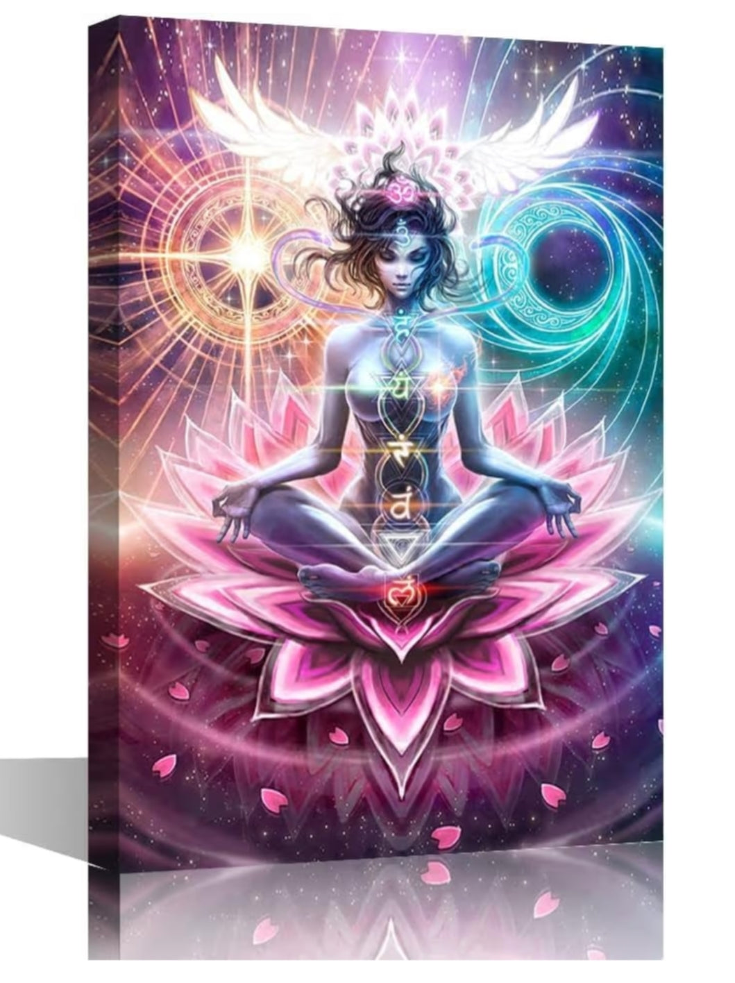 Indian Seven Chakra Meditation Canvas Wall Art Prints Colorful Buddha Hanging Poster