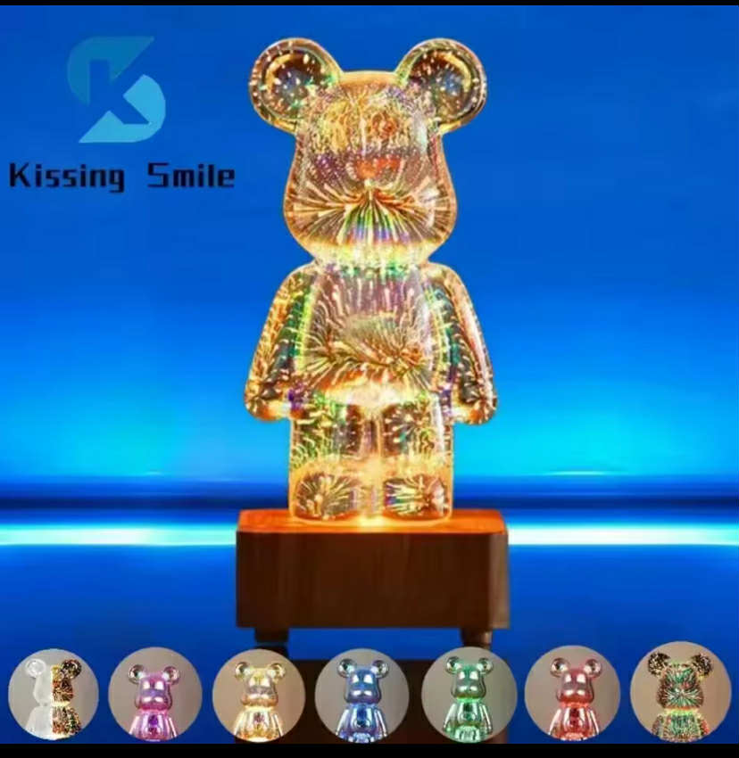 Firework Bear Light Lamp, Twinkle Cute Bedside Night Light Table Lamp