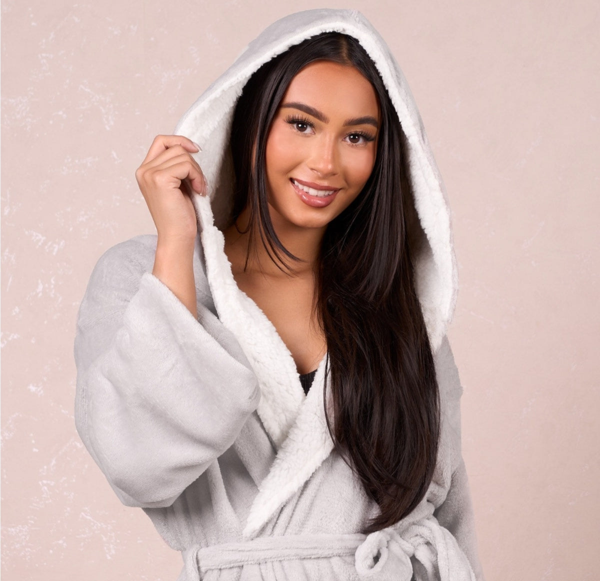 Hooded Sherpa Fleece Dressing Gown