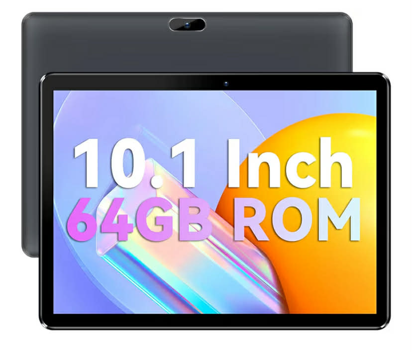 PRITOM 10 inch Tablet, 64GB ROM, 1024GB Expand, Quad Core Processor, HD IPS Screen, 6000mAh Battery, Android WiFi Tablets Dual Camera, WiFi, Bluetooth (Gray)