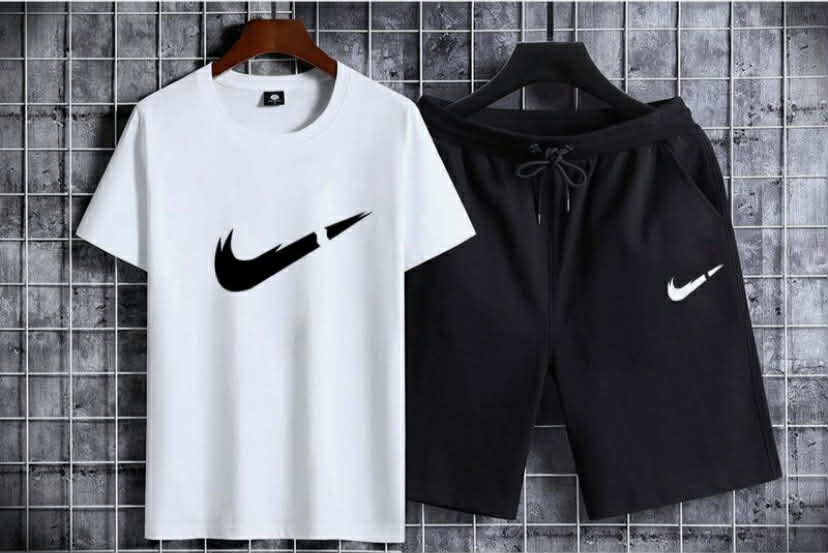 Men's Summer Cotton Shorts and T-Shirt Set - Breathable, Sweat-Absorbent, Trendy Print, Loose Fit, 2-Piece Sportswear