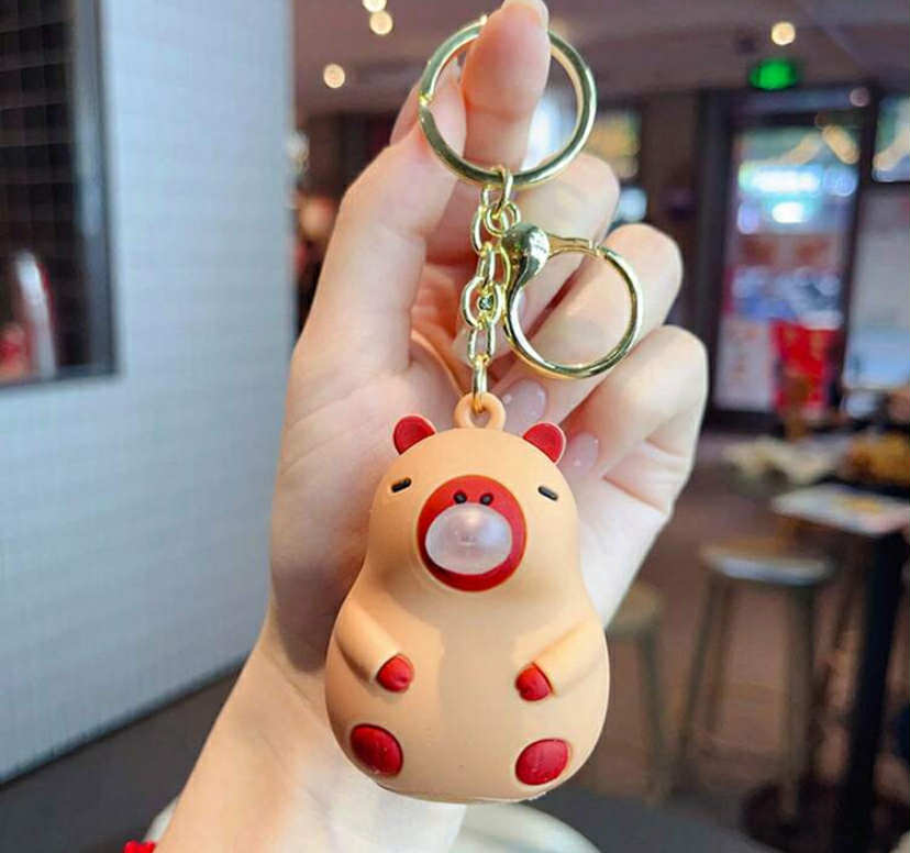 1 pc New Cartoon Cute Squeeze Stress Reliever Hamster Bubble Blowing Doll Pendant,
