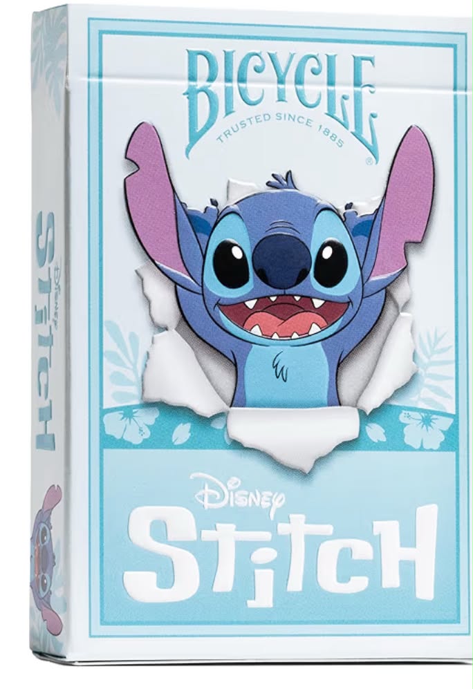Bicycle Disney Stitch Playing Cards - 1 Deck, Air Cushion Finish, Professional, Superb Handling & Durability, Great Gift For Card Collectors, Blue, Medium