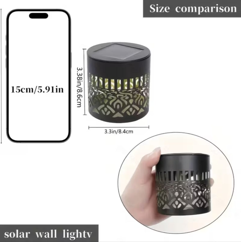 2-Pack Outdoor Solar Wall Lights, Color - Changing Mysterious Mandala Metal Hollow Exterior Wall Lamps,