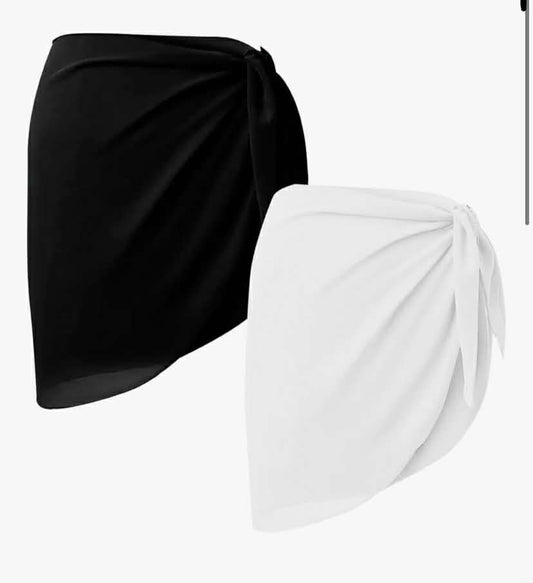 2 PCS Women Beach Wrap Short Sarongs Bikini Cover Up Chiffon Swimsuit Wrap Skirts for Swimwear