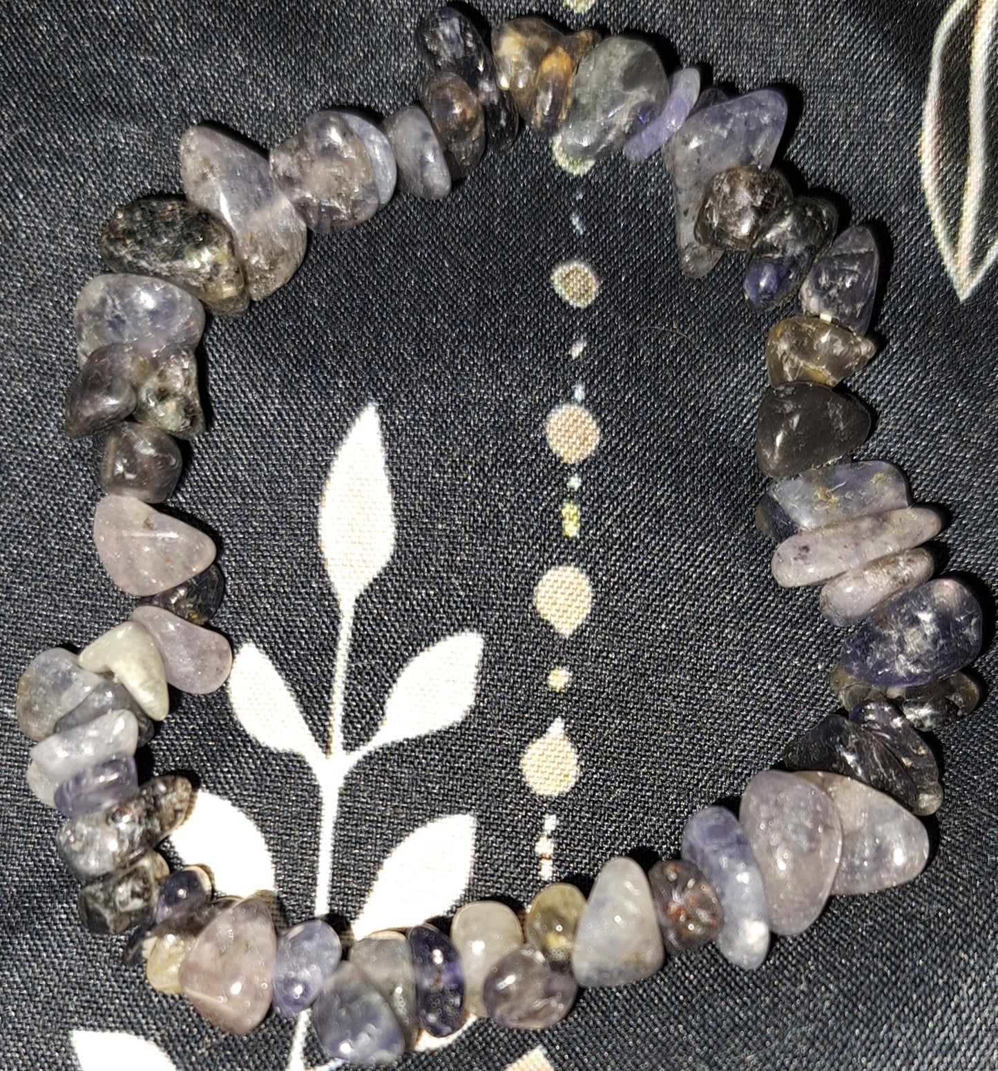 Real Iolite crystal chip bracelet