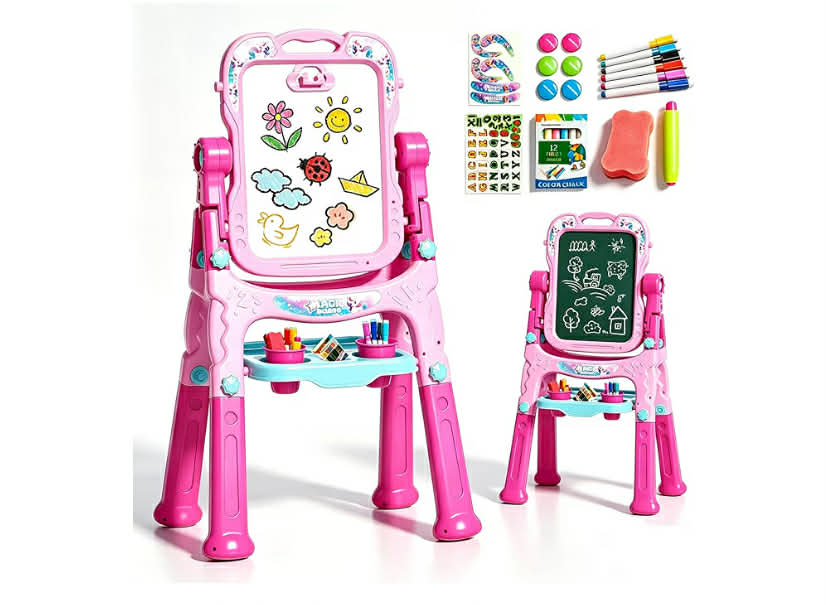 Toys for 1 2 3 4 5 6 Year Old Girls Gifts, Art Easel for Kids Drawing Board 1st Birthday Gifts for Girls Toys Age 1 2 3 Birthday Presents Toddler Learning Baby Toys