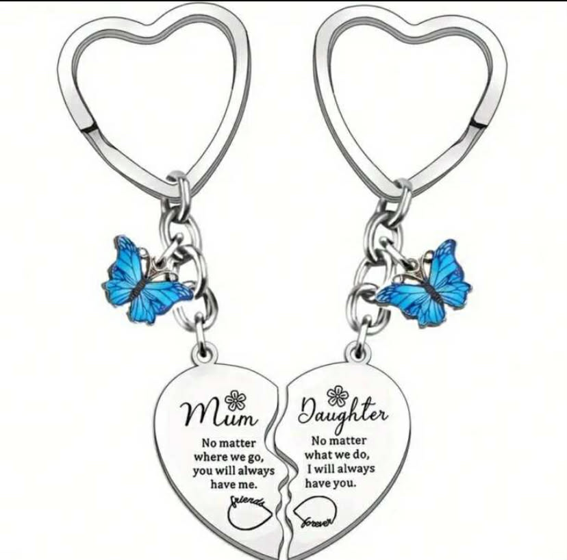 2 pcs Mother's Day Heart Shaped Keychain, Suitable For Mom And Daughter, Stainless Steel