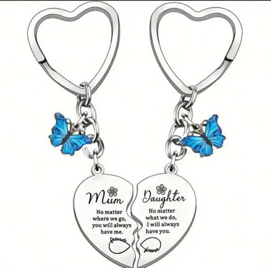 2 pcs Mother's Day Heart Shaped Keychain, Suitable For Mom And Daughter, Stainless Steel