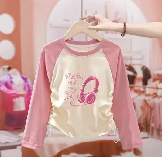Cute Raglan Long Sleeve Top for Girl