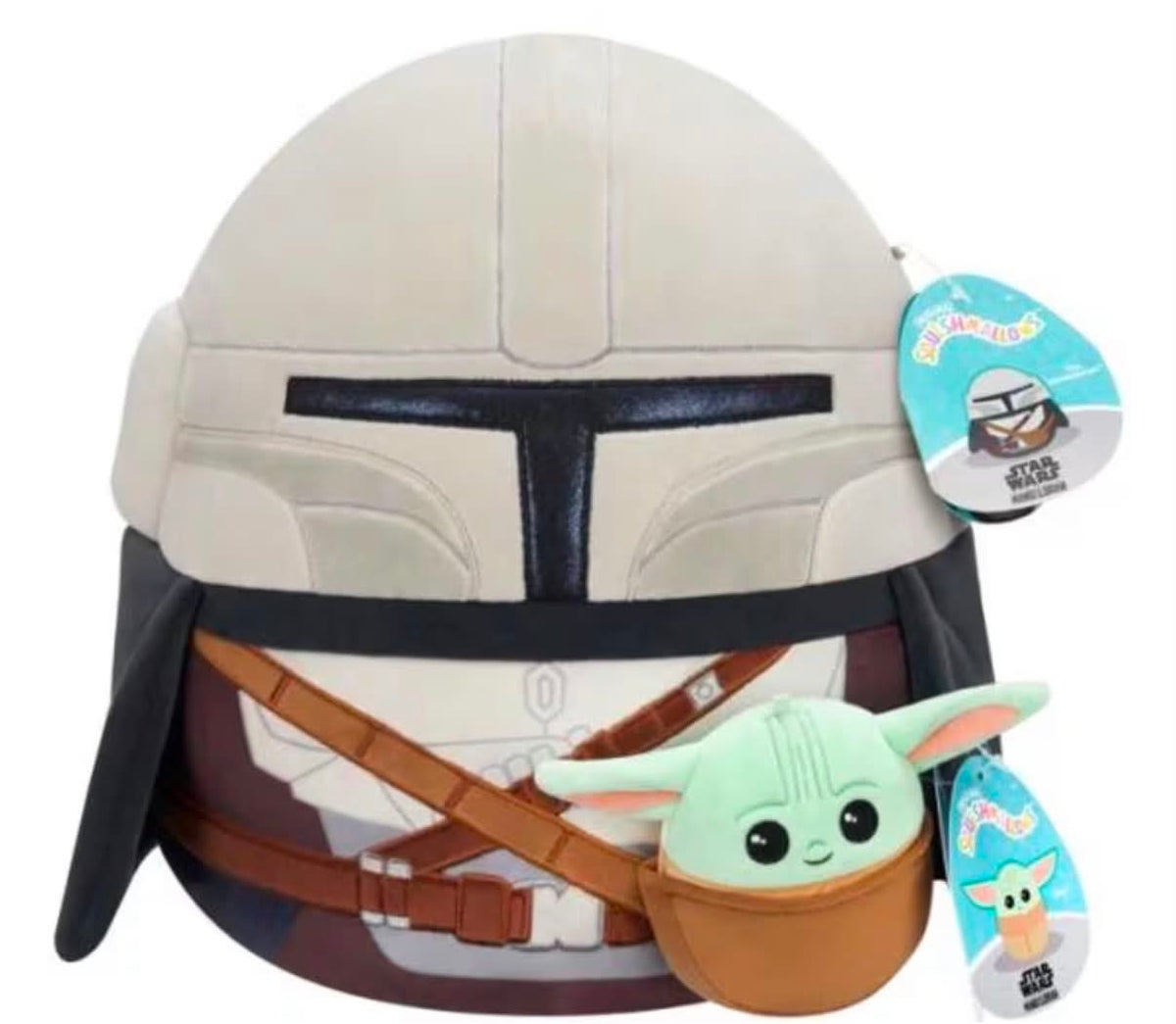 Squishmallows 12in Mandalorian with 3.5in Grogu