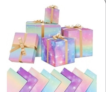 20PCS Wrapping Paper, 8 Sheets Colourful Birthday Wrapping Paper with 10 Gift Tags, 2 Rope, Recyclable Gift  (70 X 50cm)