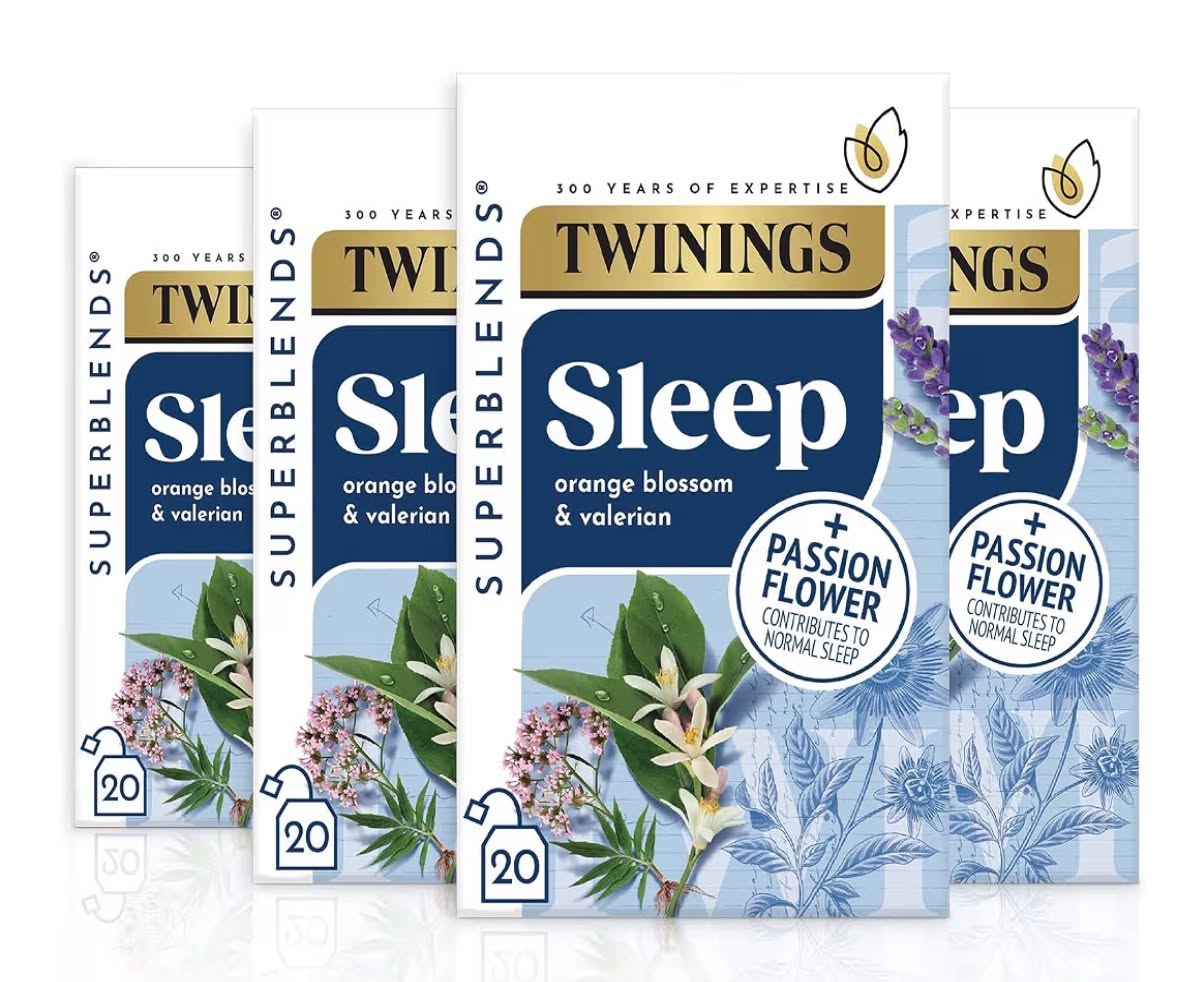 Twinings Superblends Sleep Tea - Valerian Root & Orange Blossom Herbal Tea Infusion with Passionflower & Lavender - Sleep Tea, 80 Biodegradable Tea Bags