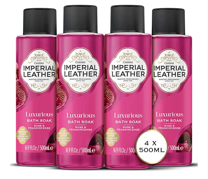 Imperial Leather Relaxing Bath Soak, Lavender & Wild Iris, Rich & Creamy Bubble Bath, Gentle Skin Care, Bulk Buy, Pack of 4 x 500ml