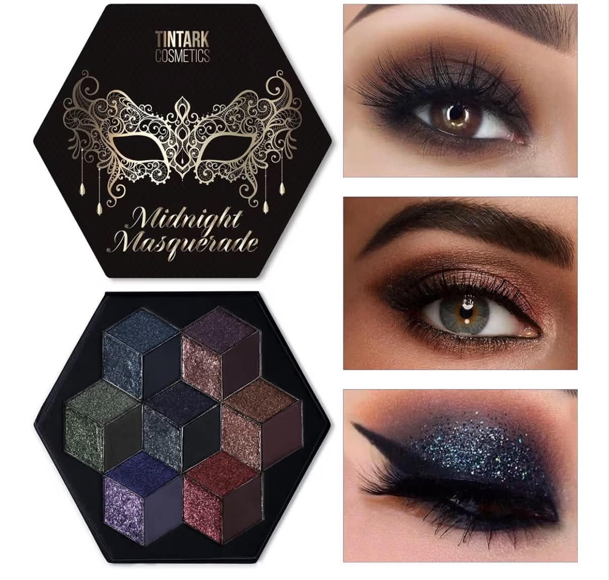 Midnight Masquerade Black Spectrum Smokey Eyeshadow Palette A spectrum of black-based mattes, shimmers and metallics for smoky, goth, Halloween and night-out eye looks