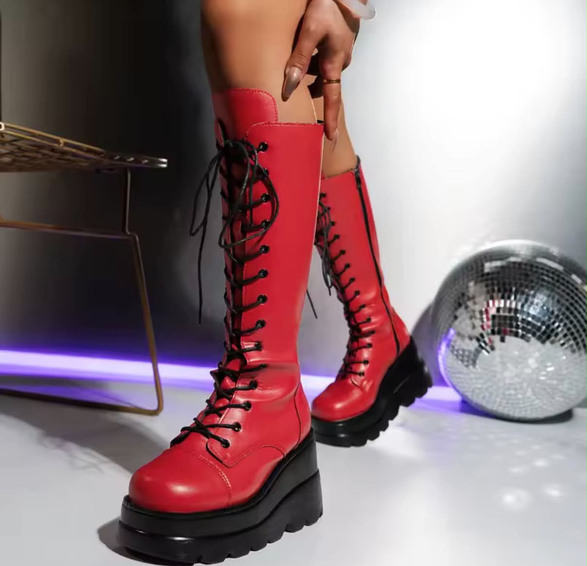 Punk Long Boots for Women Wedges