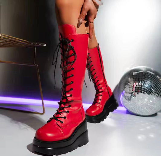 Punk Long Boots for Women Wedges