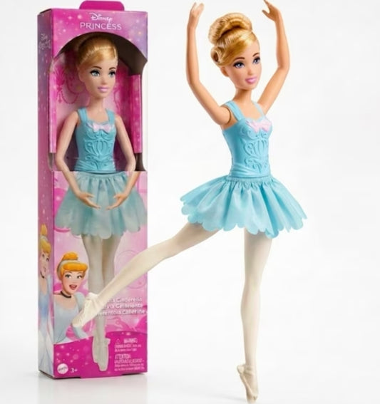 Disney Princess Ballerina Cinderella Fashion Doll with Tutu Skirt & Brushable Hair Ages 3+