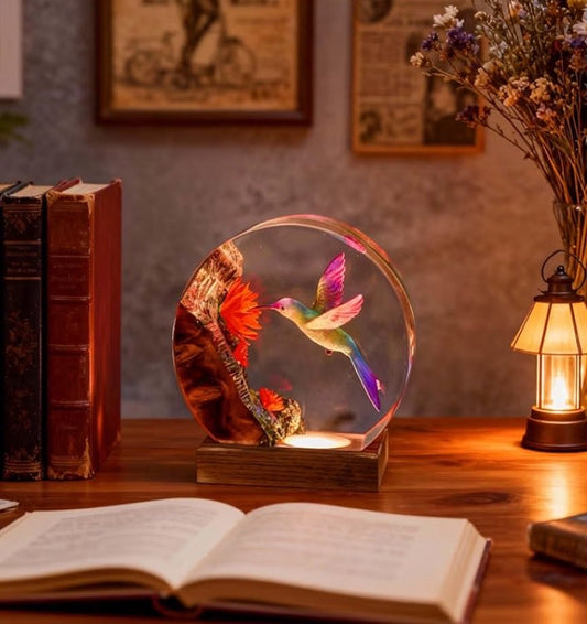 Drawelry Epoxy Resin Lamp,Handmade LED Night Light,Bedside Table Lamp,Resin Art Lamp