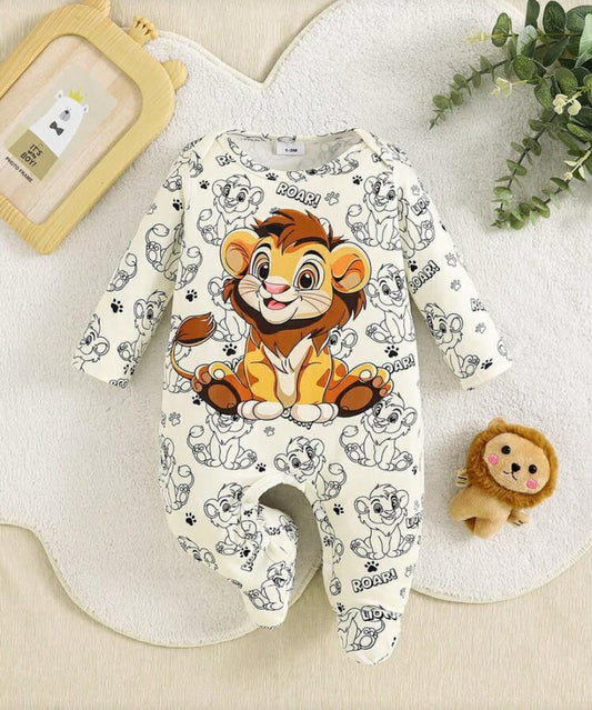 1 pc Cute Animal Lion Print Baby Newborn Infant Jumpsuit