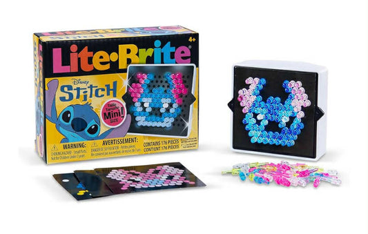 Basic Fun Lite-Brite Disney Stitch Mini – Disney Lilo & Stitch Light-Up Peg Toy with 4 Templates & 170 Colourful Pegs – Creative Travel Toy for Kids