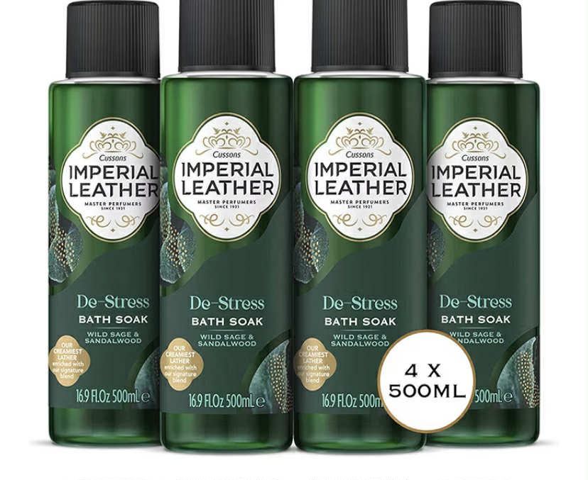 Imperial Leather Relaxing Bath Soak, Lavender & Wild Iris, Rich & Creamy Bubble Bath, Gentle Skin Care, Bulk Buy, Pack of 4 x 500ml