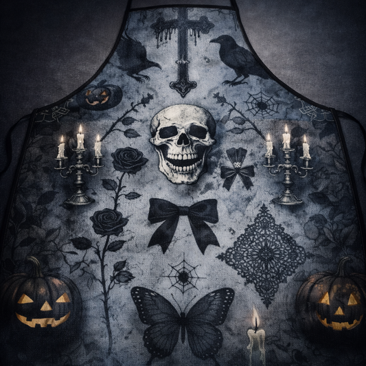 Gothic Skull & Raven Apron 🕯️🖤