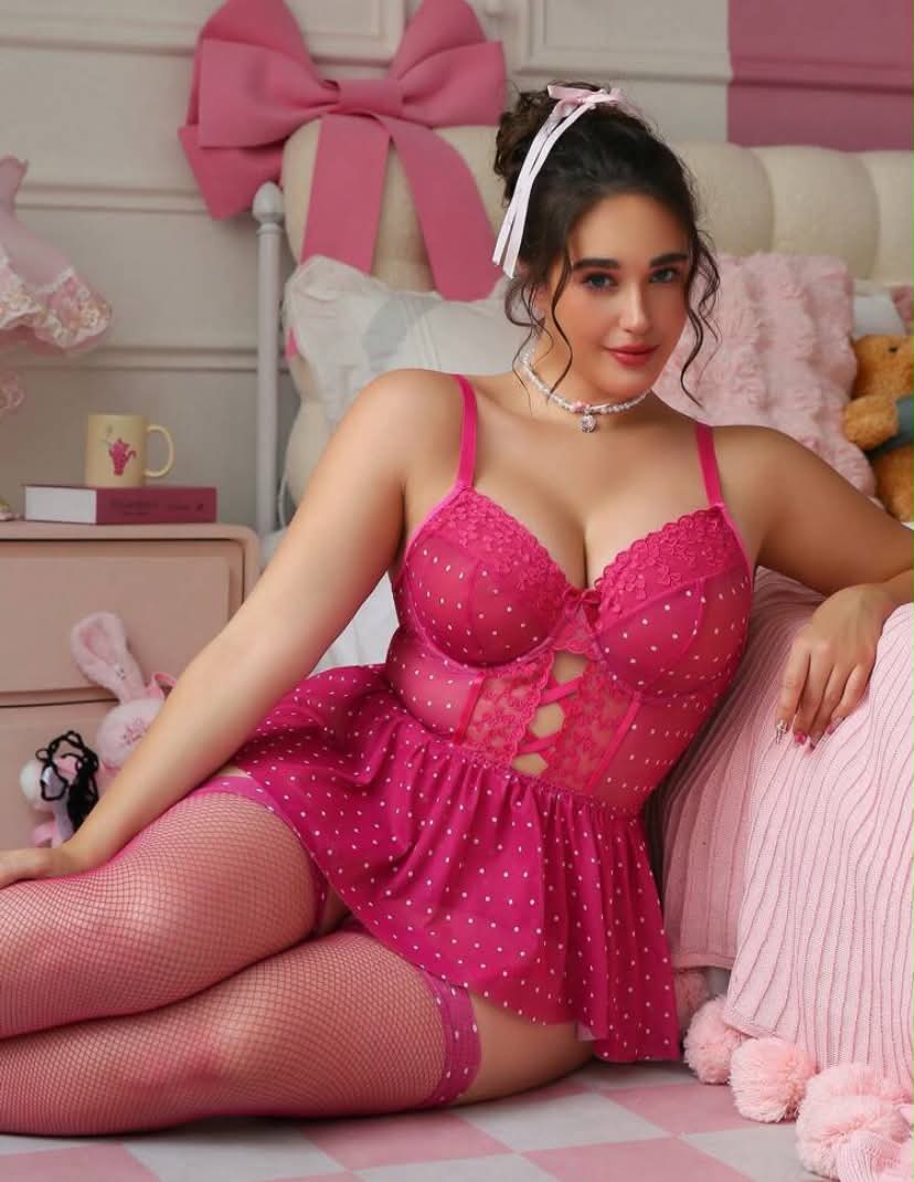 PetitDoll 3pcs/Set Plus Size Sexy Lace Embroidery Wire Bra Bodysuit + Stockings For Rave