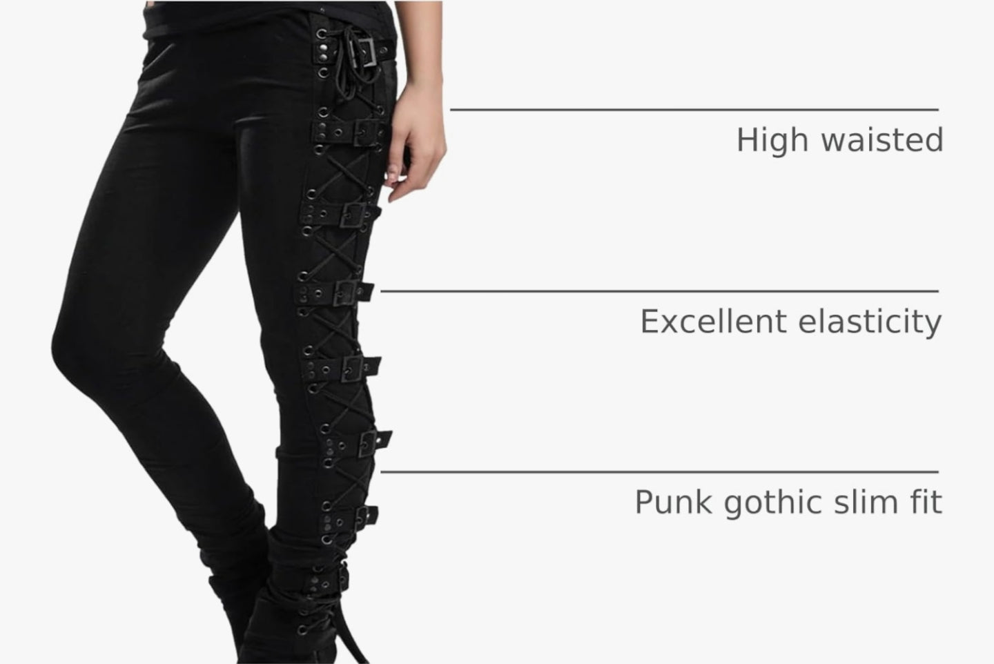 High Waisted Pants Bandage Lace Up Buckle Strap Bottoms Trousers Harajuku Dark Punk Street Rock Style Pants