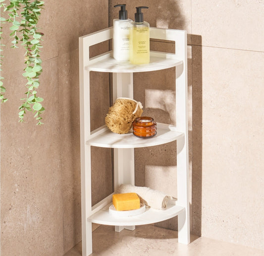 3-Tier Corner Shelving Unit - White