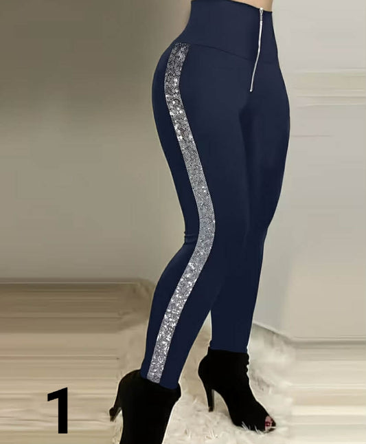 High-Waisted Stretch Leggings - 95% Polyester 5% Spandex, Machine Washable,