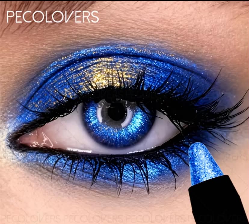 1 pc Pecolovers Sparkling Blue Eyeshadow Stick - Waterproof Long-Lasting Formula, Smooth Glitter Eyeshadow for Bold Stage Makeup,