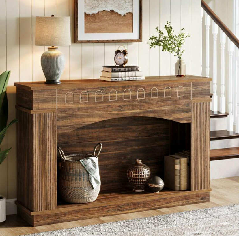 47.24-Inch Console Table, Farmhouse Entryway Console Table With Sturdy Structure