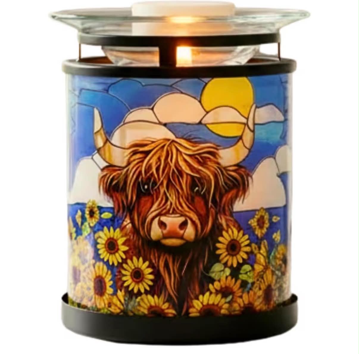 Cello Tealight Wax Warmer – Highland Cow Design Fragrance Candle Warmer Scented Oils Child & Pet Safe Aromatherapy Home Décor Gift for Her Aesthetic Room