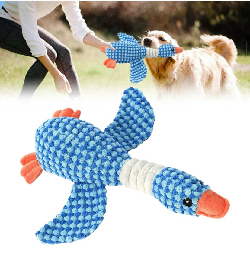 Indestructible Squeaky Plush Duck Dog Toy - Aggressive Chewers Interactive Toys