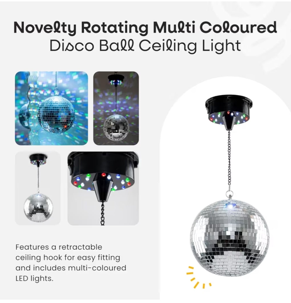 MiniSun  Novelty Rotating Multi Coloured Disco Ball Ceiling Light