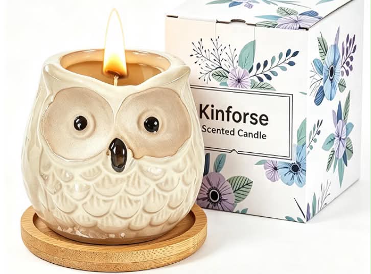 Scented Candles Gifts for Women, Owl Design Lavender Candle
Natural Soy Wax, 30+ Hours Clean Burning, Aromatherapy