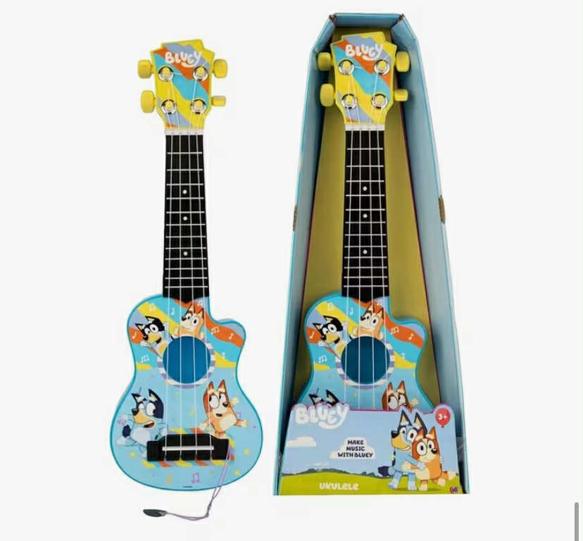 Bluey My First Guitar Kids Beginner Acoustic Ukulele with 4 Nylon Strings