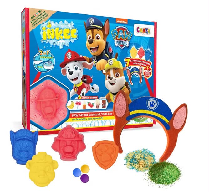 Paw Patrol Gift Box  Children's Bath Set - 7 Bath additives for Children, Paw patrol Bath Bombs and Children's Bath Salts Different fragrances + Accessory
